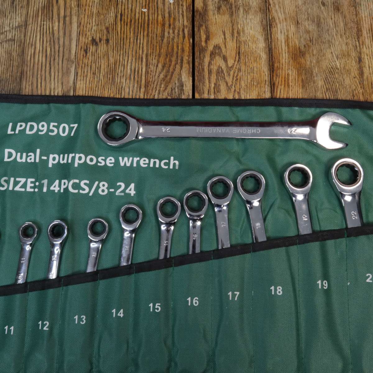 14 Piece Multi Purpose Combination Wrench Ratchet Spanner Set Metric 8-24MM LPD9507