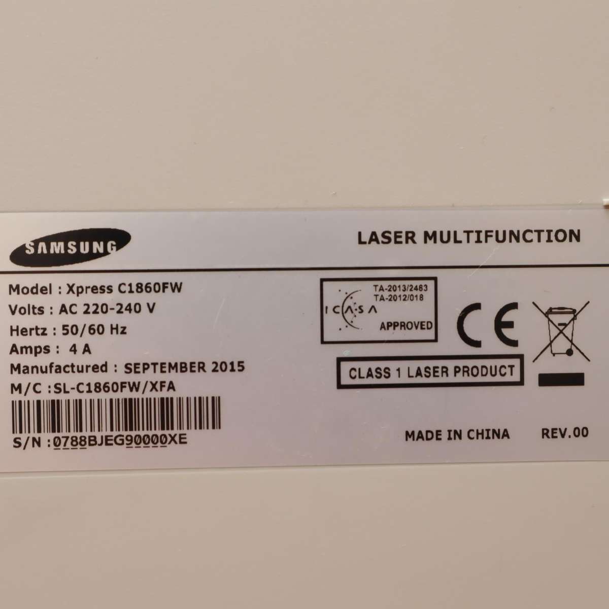 Samsung Xpress C1860FW A4 Colour All-In-One Laser Printer