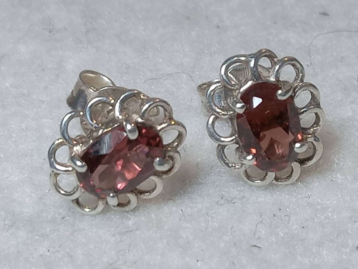 Gorgeous Sterling Silver Custom Made Garnet Earrings