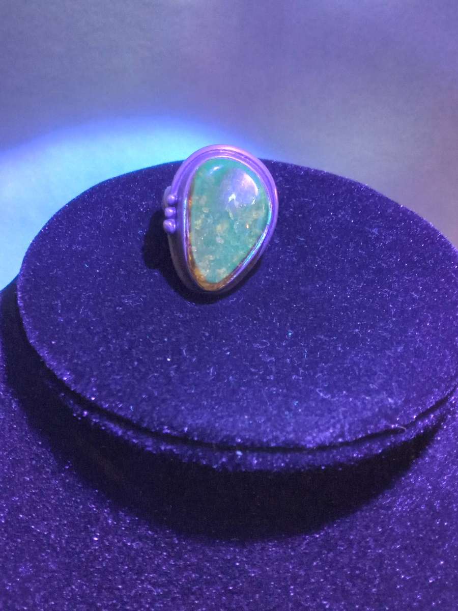 Antique Sterling Silver and Baltic Amber Ring size M 1/2