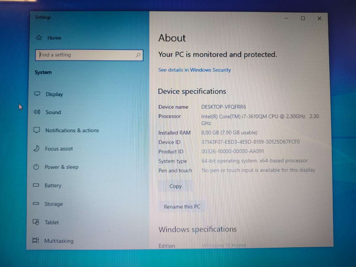 Proline W258EU Black 15.6 inch, Quad Core i7 (8 CPUs), 8GB Ram(16GB Upgradable), 750GB