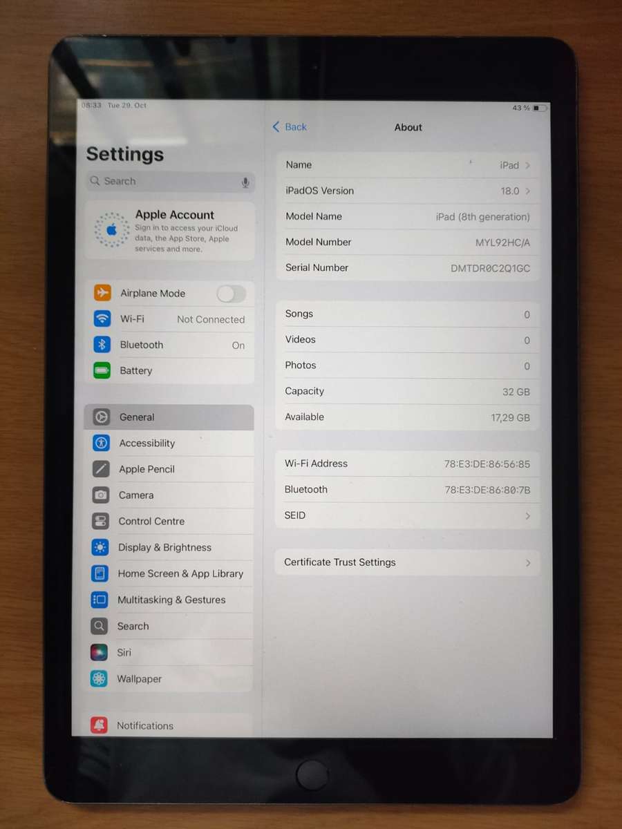 APPLE iPad 10.2-inch (8th Gen) Wi-Fi 32GB- A2270