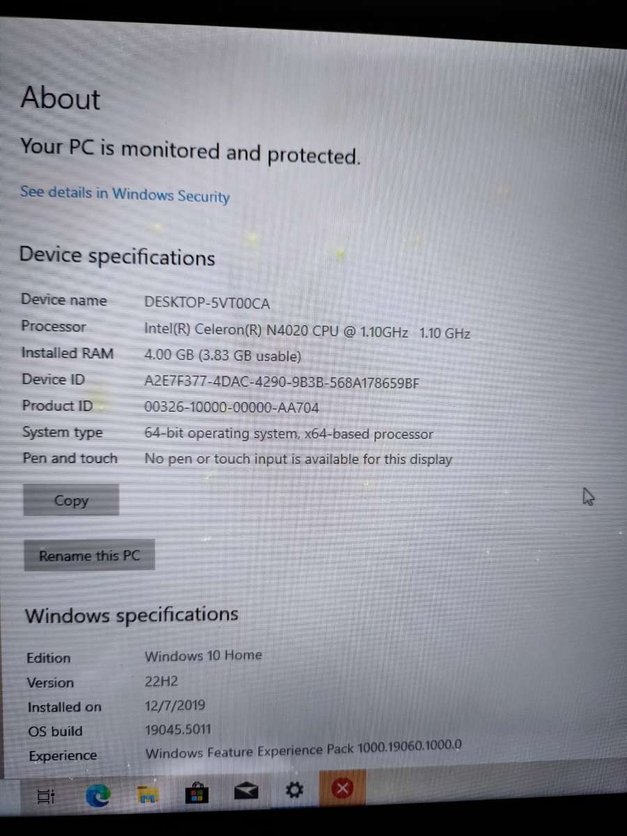 Proline V1165C4 Celeron N4020 4GB 160GB HDD 11 Inch Notebook
