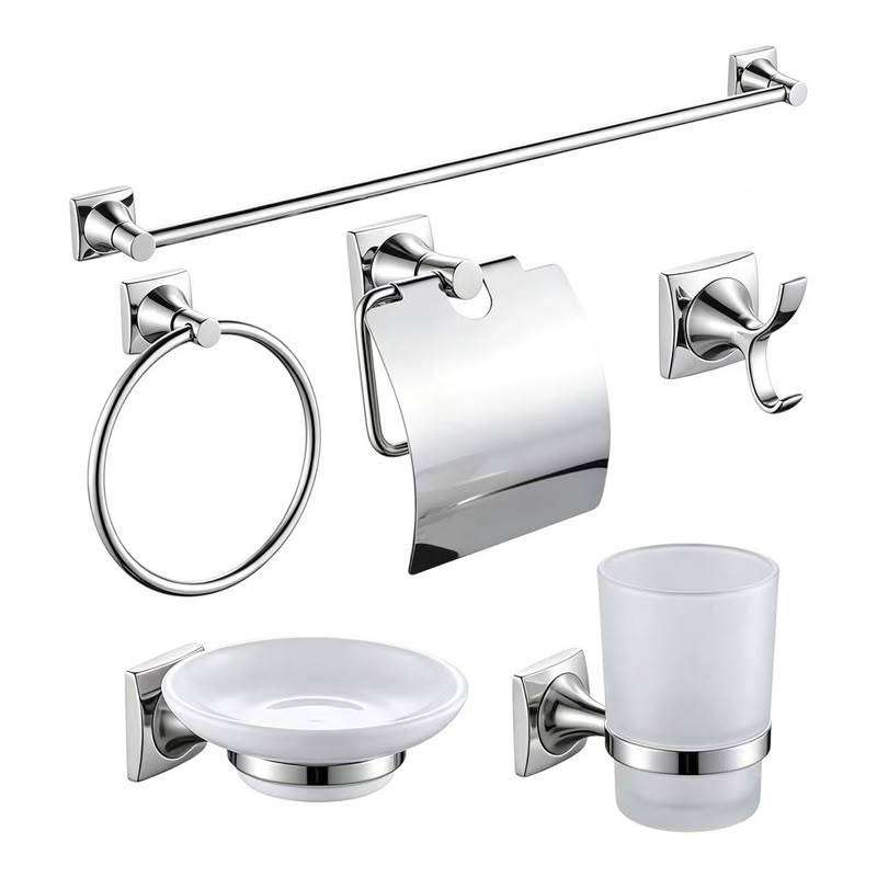 6-in-1 stainless steel bathroom hardware set