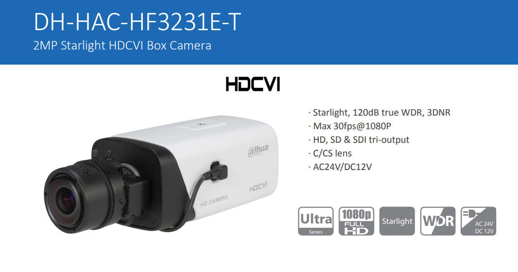 DAHUA BOX SL 2MP EXCL LENS