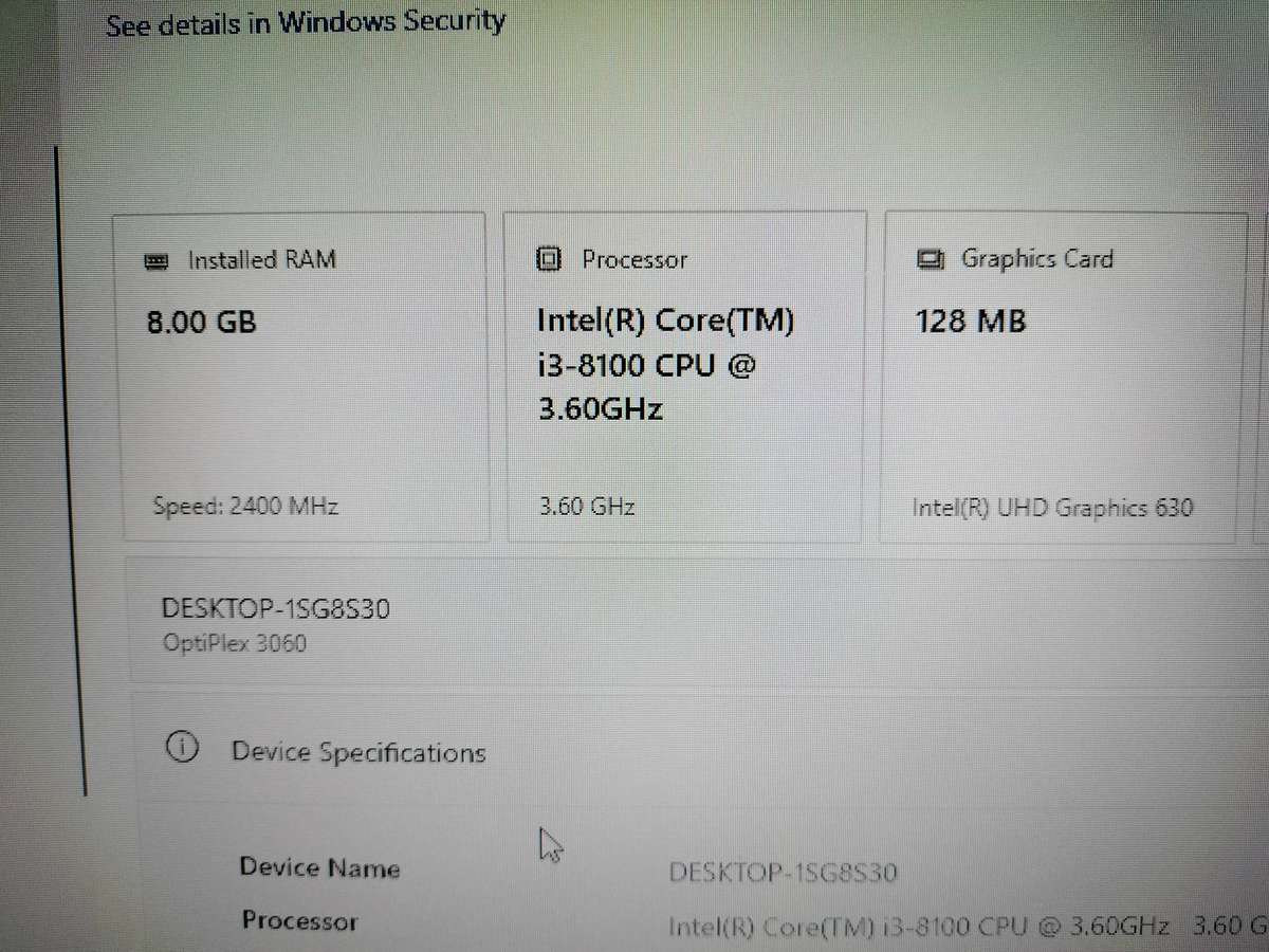 DELL 3060 CORE i3 8th GEN