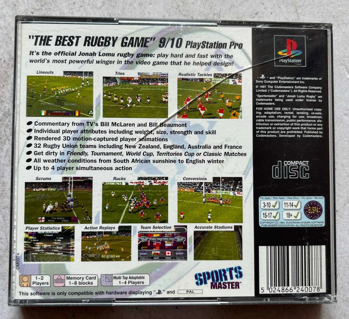 Jonah Lomu Rugby  PlayStation 1  Rugby Sports