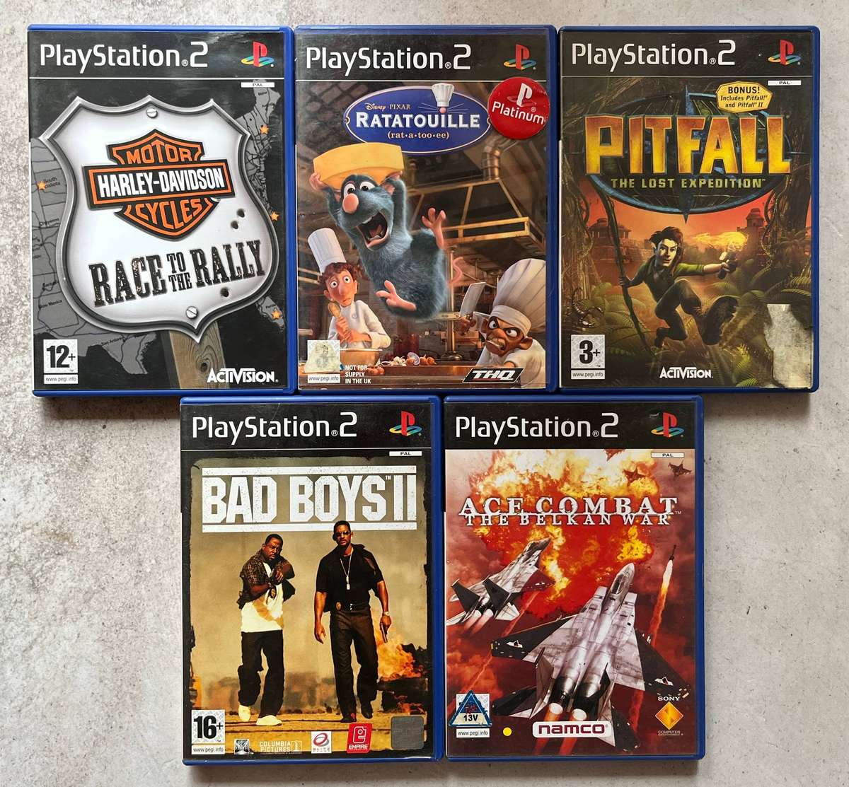 Sony PS2 Slim Silver Console + 5 Games Bundle