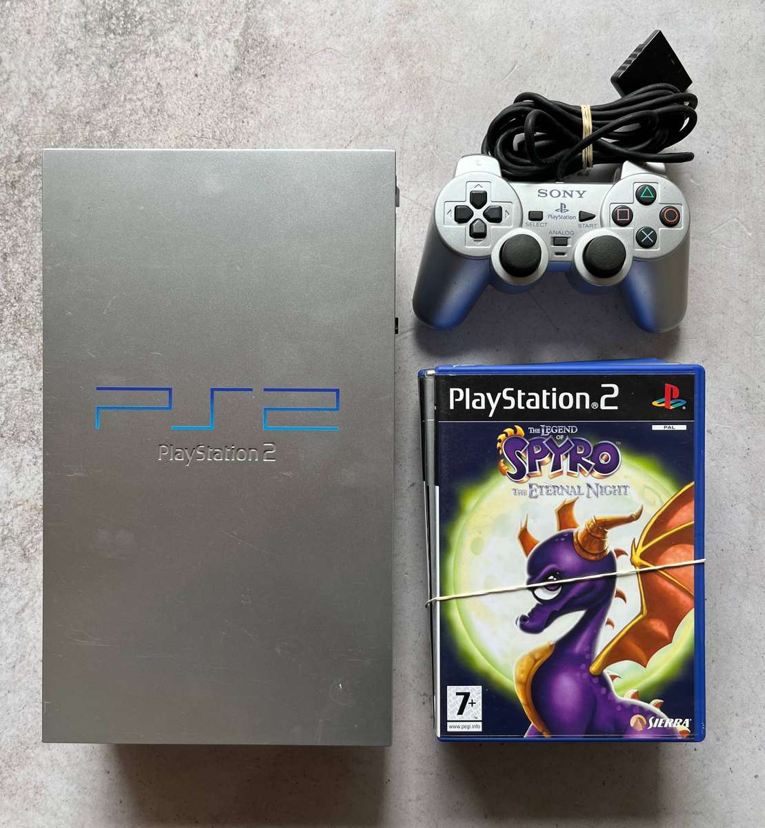 Sony PS2 Fat Silver Console + OEM Carry Bag + 5 Games  Bundle