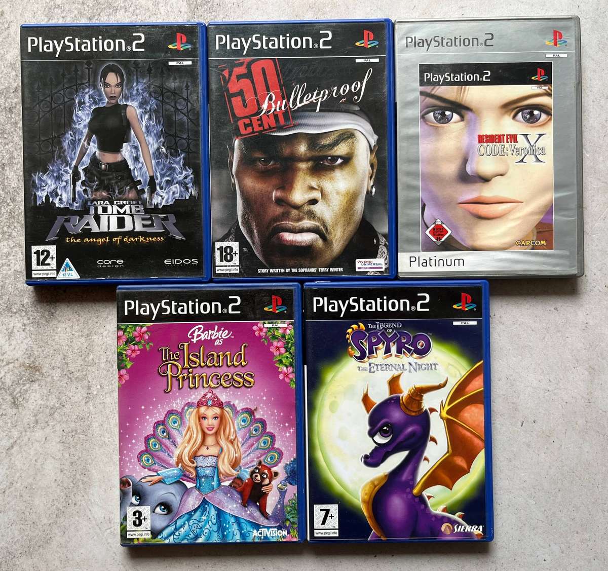 Sony PS2 Fat Silver Console + OEM Carry Bag + 5 Games  Bundle