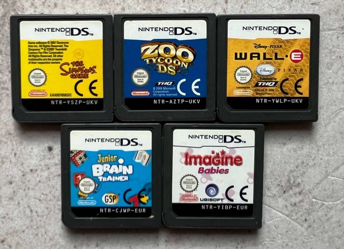 Blue Nintendo DS Console + 5 Games  Handheld Bundle