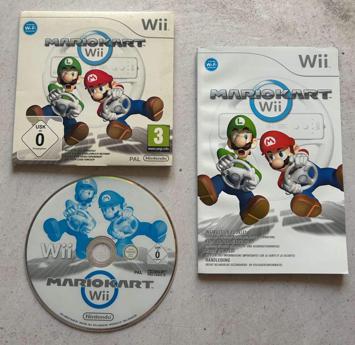 Nintendo Wii Black - Mario Kart Bundle - In Original Box