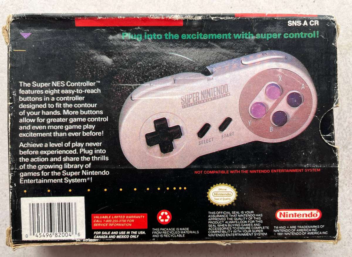 Official Super Nintendo (SNES) Controller - Complete in Box (CIB) | Genuine Nintendo Controller