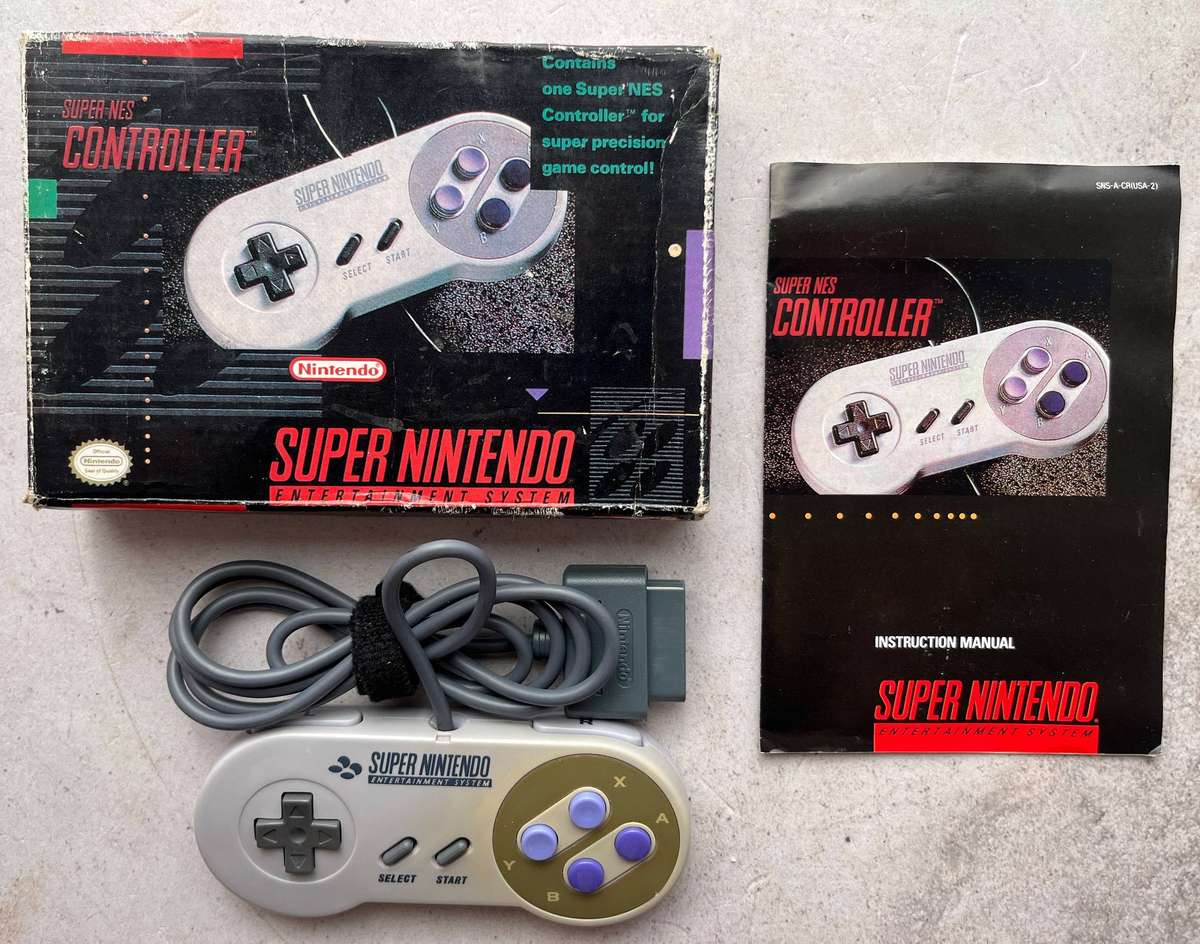 Official Super Nintendo (SNES) Controller - Complete in Box (CIB) | Genuine Nintendo Controller