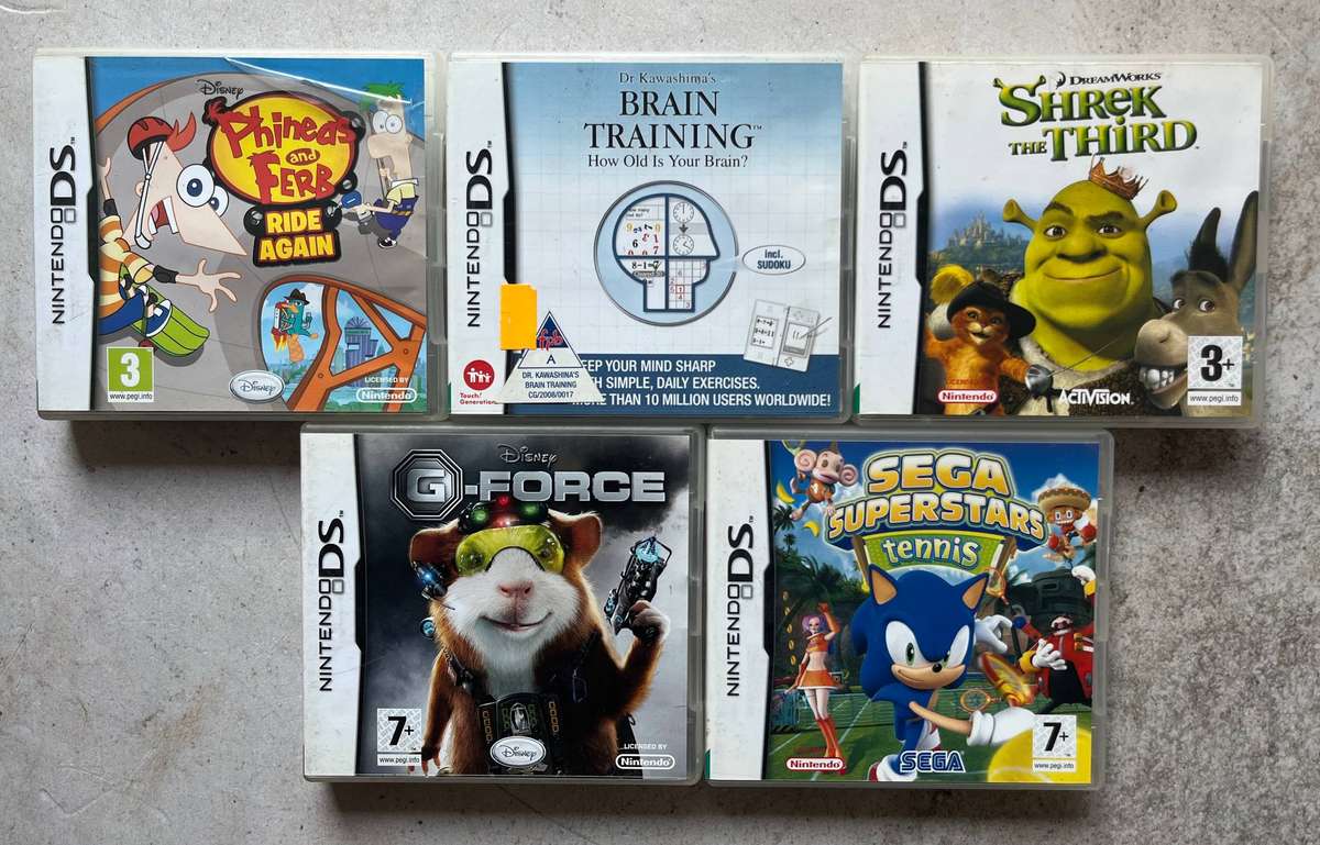 Nintendo DS Lite Pink Console Bundle | Includes 5 Games & Charger | Genuine Nintendo DS Lite
