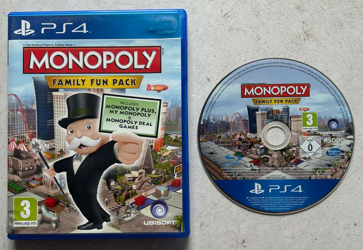 PS4 Game - Monopoly Family Fun Pack - Tested - Party Board Game - Fast Shipping