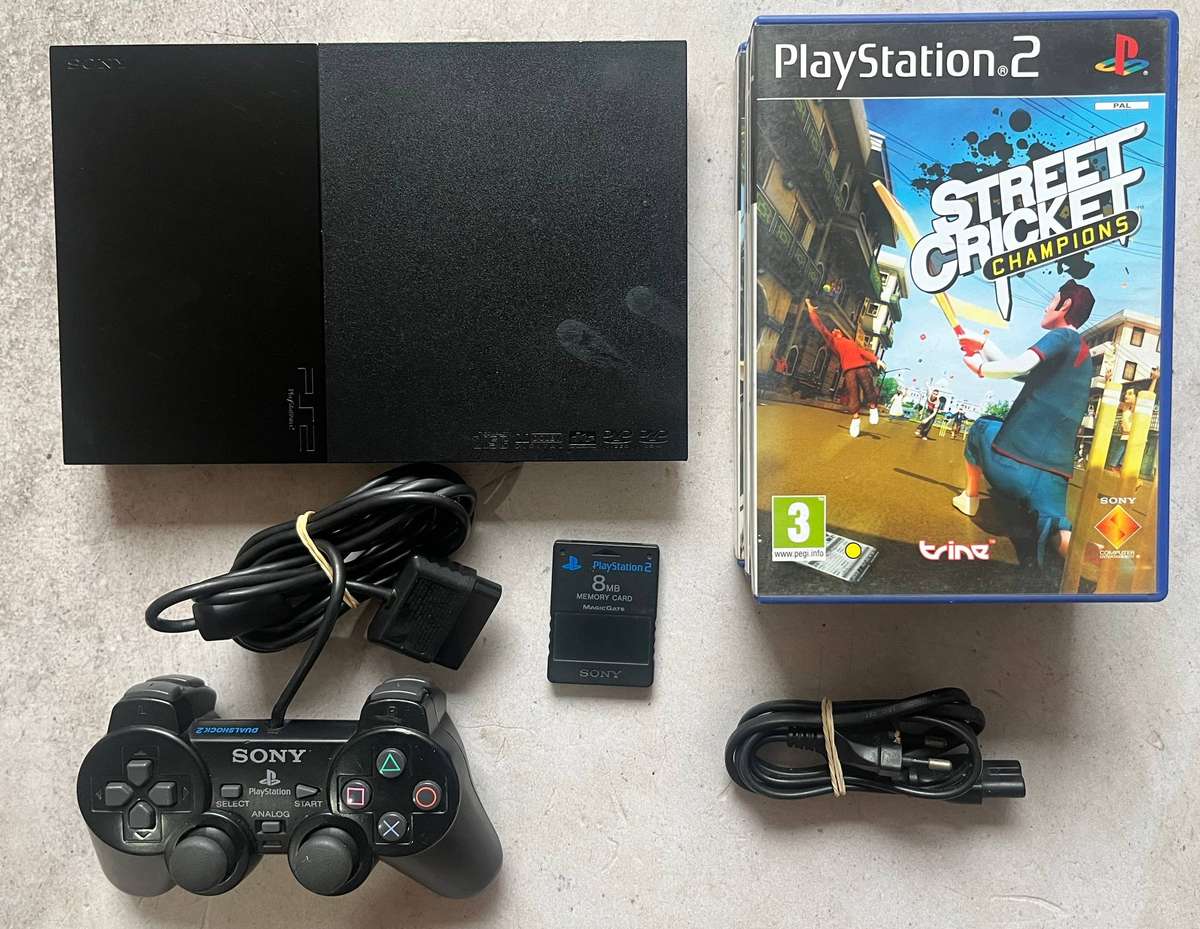 PlayStation 2 Slim Console - Black + 5 Games & OEM Memory Card