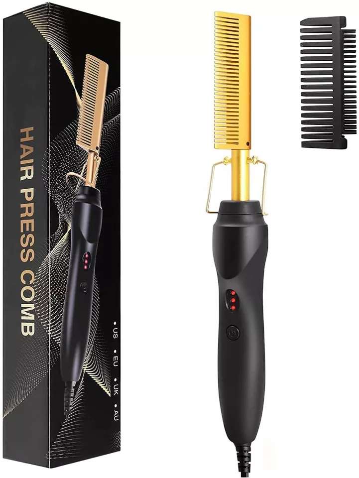 Original Electric Hair Hot Comb - 2 in 1 Straightener/Curling iron