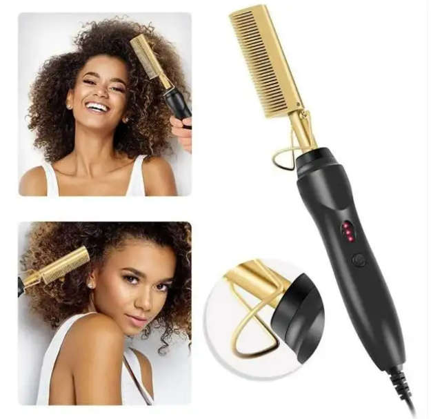 Original Electric Hair Hot Comb - 2 in 1 Straightener/Curling iron
