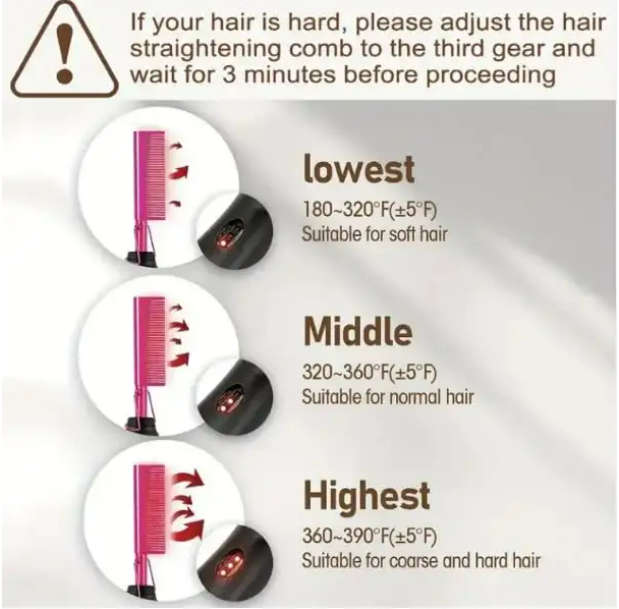 Original Electric Hair Hot Comb - 2 in 1 Straightener/Curling iron