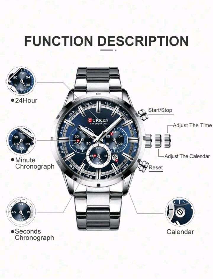 CURREN Men Luxury Stainless Steel Wristwatch Military Chronograph Quartz Watches