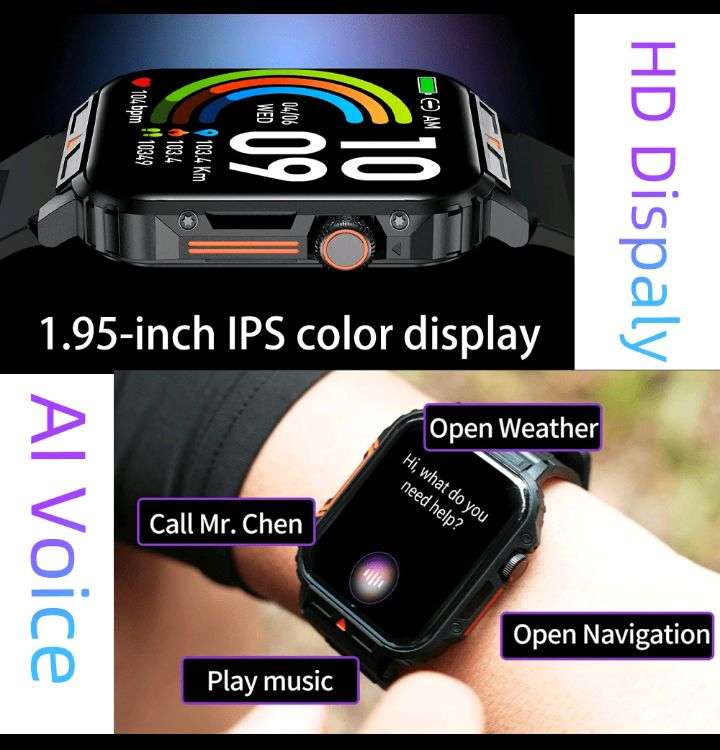 SENBONO Smart Watch(Make/Answer Call), 1.95"HD Activity Touch Screen, Fitness Tracker With Heart Rat