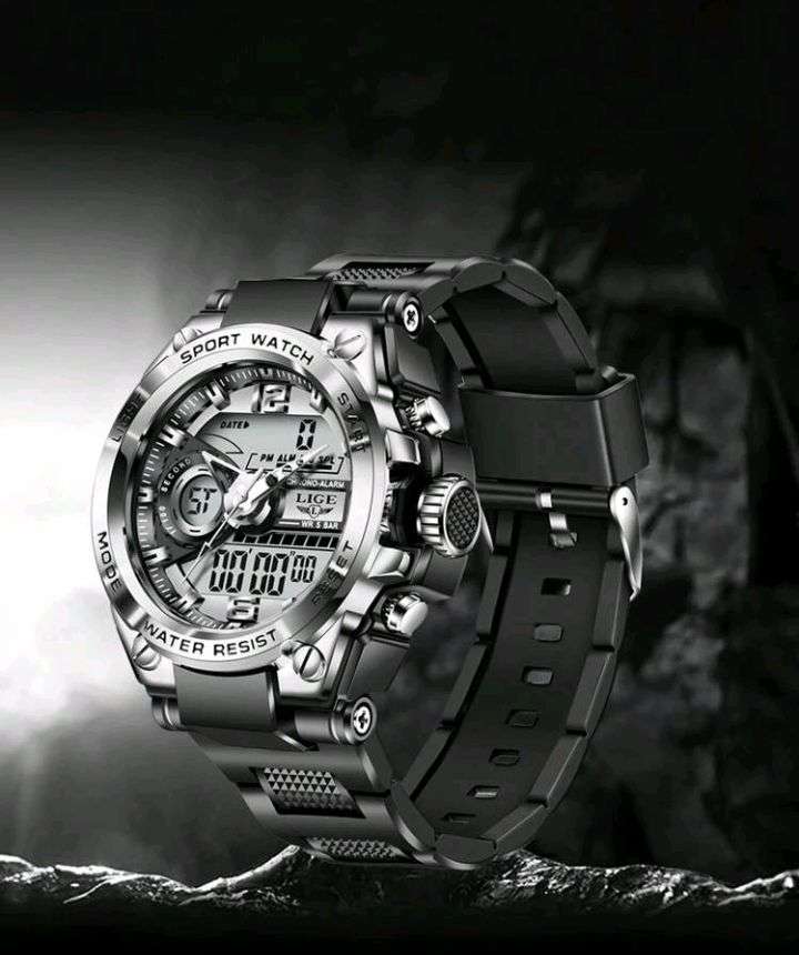LIGE Digital Men Military Watch 50m Waterproof Wristwatch Quartz Sport Watch
