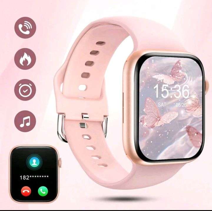 1pc Unisex Pink Silicone Band 1.79'' Touch Screen Multifunctional Electronic Smart Watch With Variou