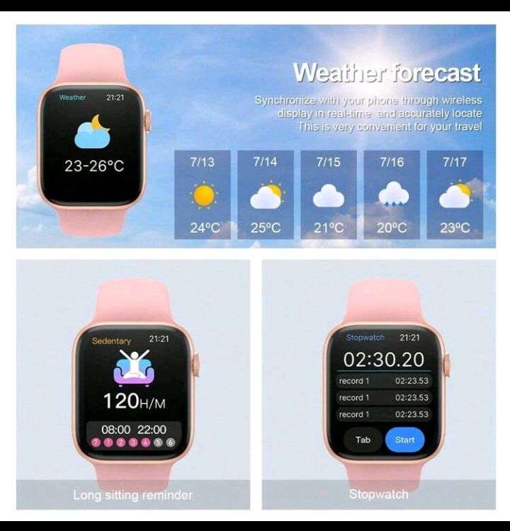 1pc Unisex Pink Silicone Band 1.79'' Touch Screen Multifunctional Electronic Smart Watch With Variou