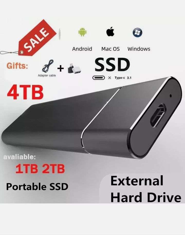4TB Portable SSD External Hard Drive Storage Device