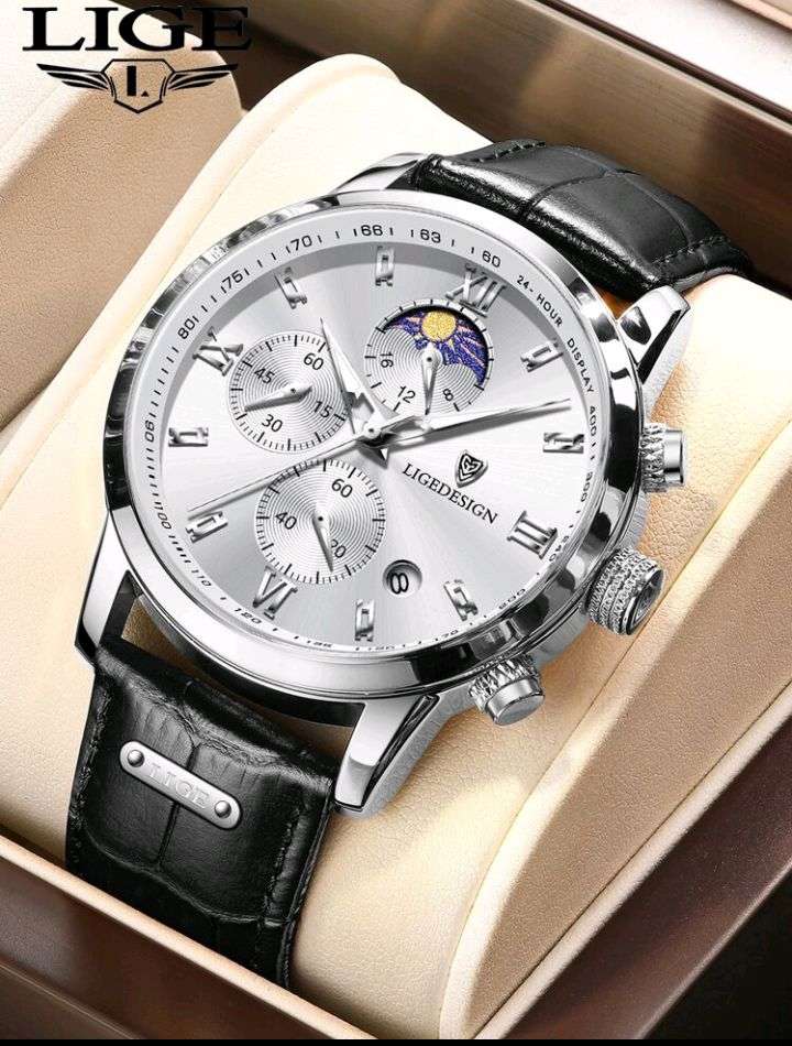 LIGE Business Mens Watches Brand Luxury Leather Waterproof Sports Quartz...