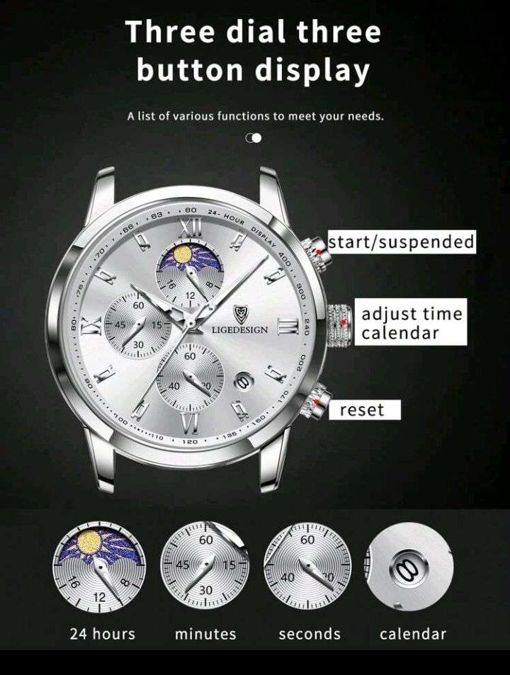 LIGE Business Mens Watches Brand Luxury Leather Waterproof Sports Quartz...