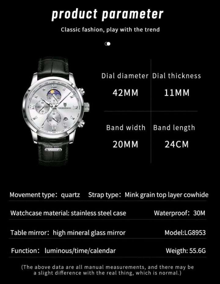 LIGE Business Mens Watches Brand Luxury Leather Waterproof Sports Quartz...
