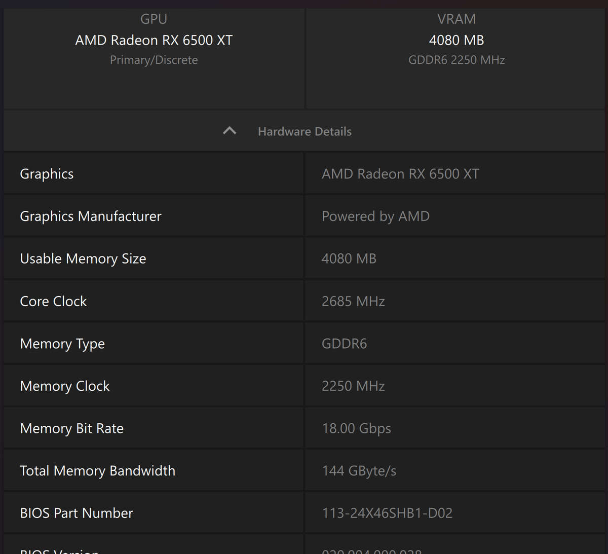 XFX Radeon RX 6500 XT Speedster QICK 4GB GDDR6 64-bit PCI-E 4.0 Desktop Graphics Card