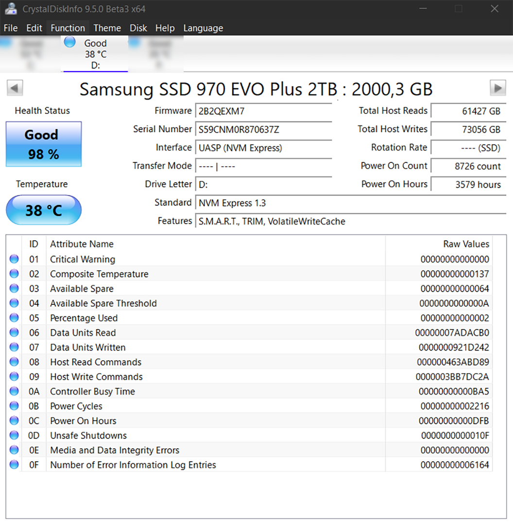 2TB SSD (Samsung SSD 970 EVO Plus)