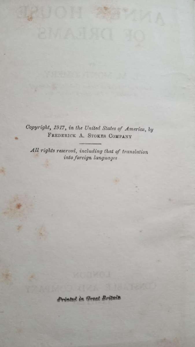 Anne's House of Dreams L.M. Montgomery 1917 uk edition