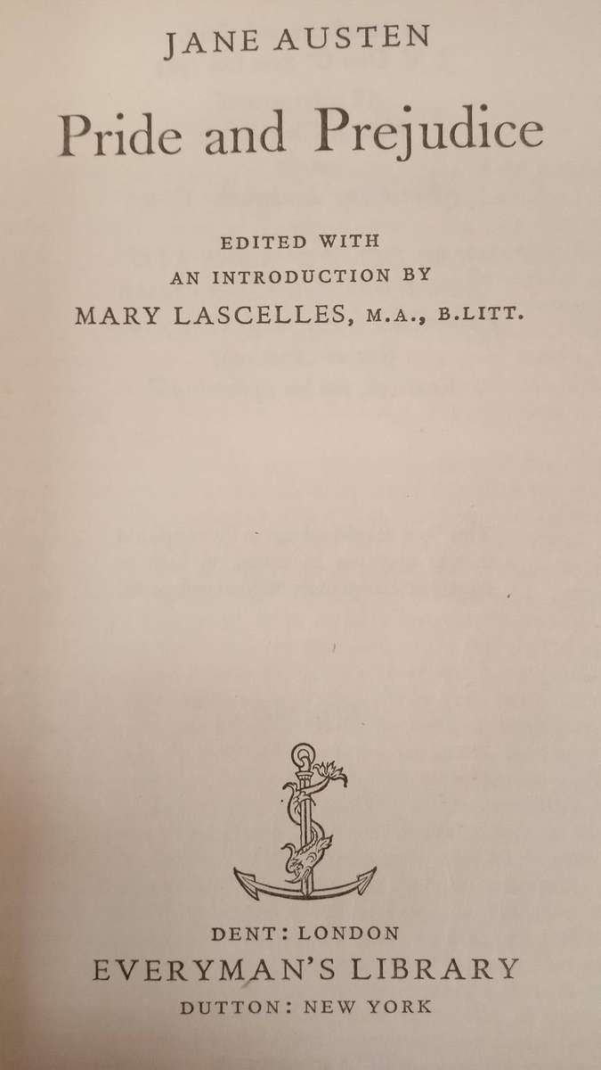 Pride and Prejudice - Jane Austen - Everyman's Library Dent 1968