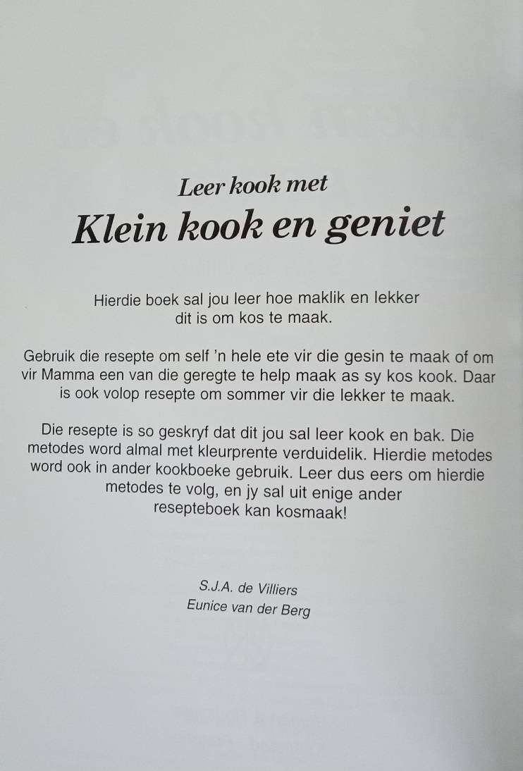 Klein Kook en Geniet - S.J.A. De Villiers