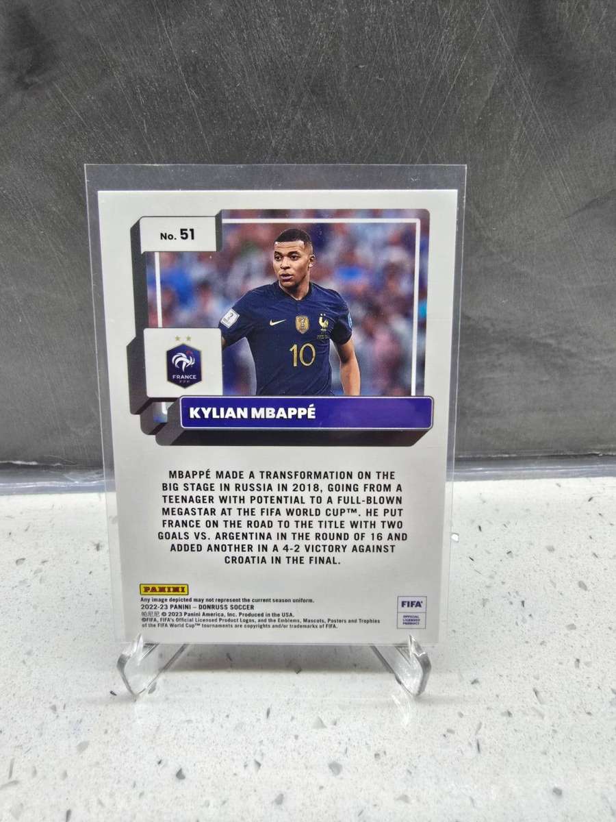 Bundle: Kylian Mbappe 2023 Panini Donruss FIFA Silver & Orange Shimmer Refractor #51 France