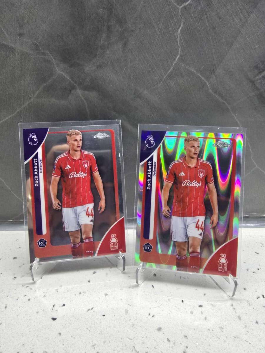 Bundle: Zach Abbott 2026 Topps Chrome #157 RC Rookie Cards Nottingham Forest Raywave + Base RC