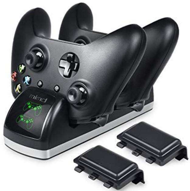 MIMD Xbox One X Dual Controller Charging Station with 2 Rechargeable Battery Packs
