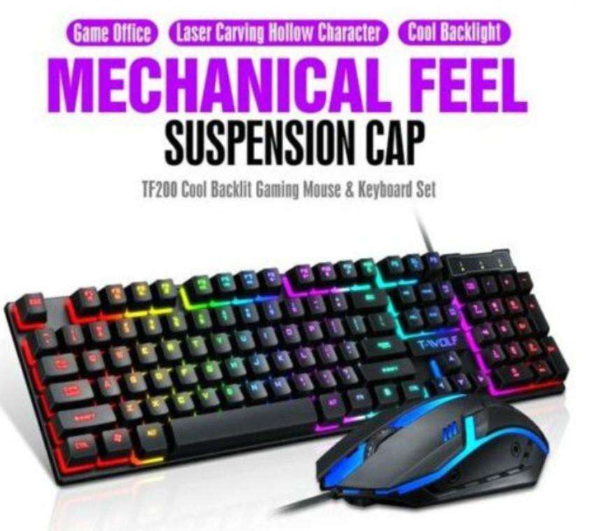 SECONDHAND TF 200 Rainbow Backlit Game Keyboard And Mouse Set
