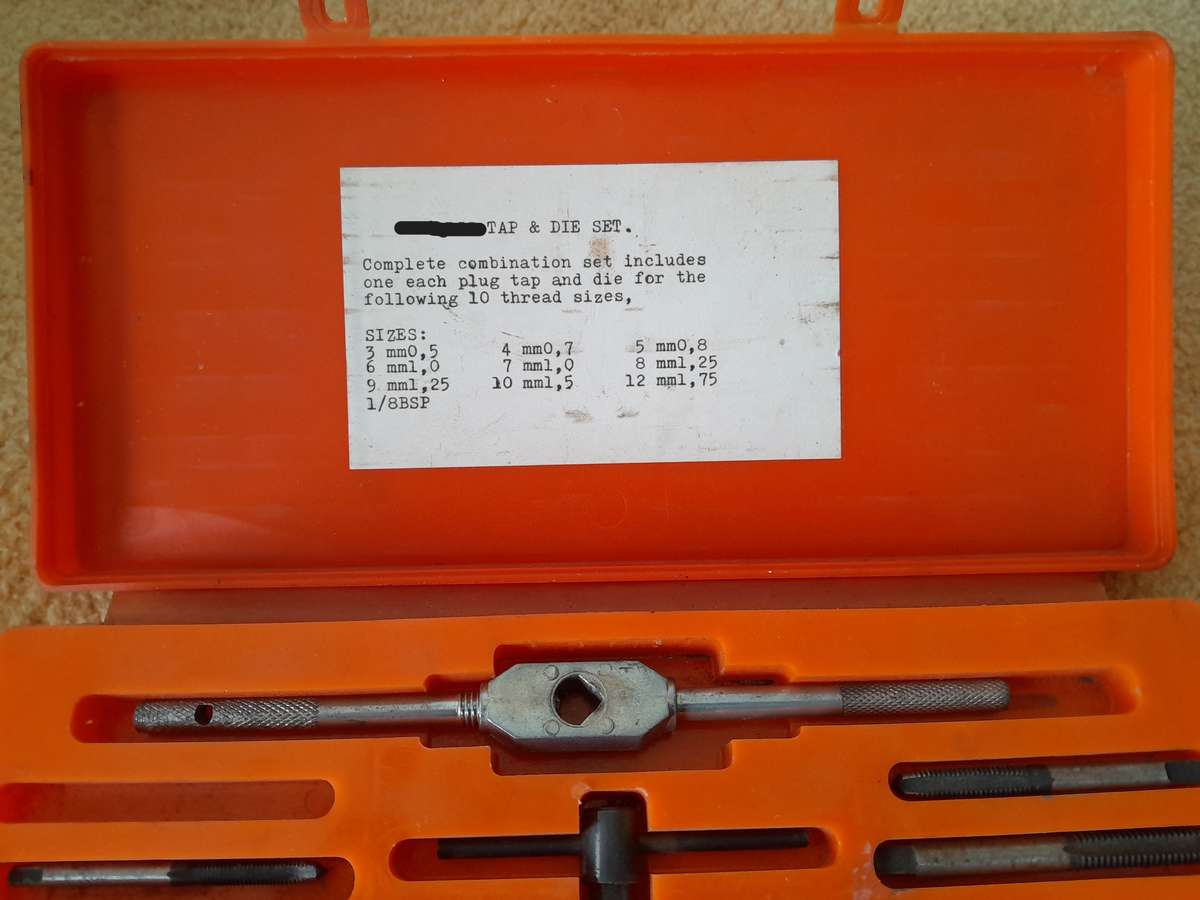 Tap and Die Set (1 tap and 1 die missing in action - see pictures)