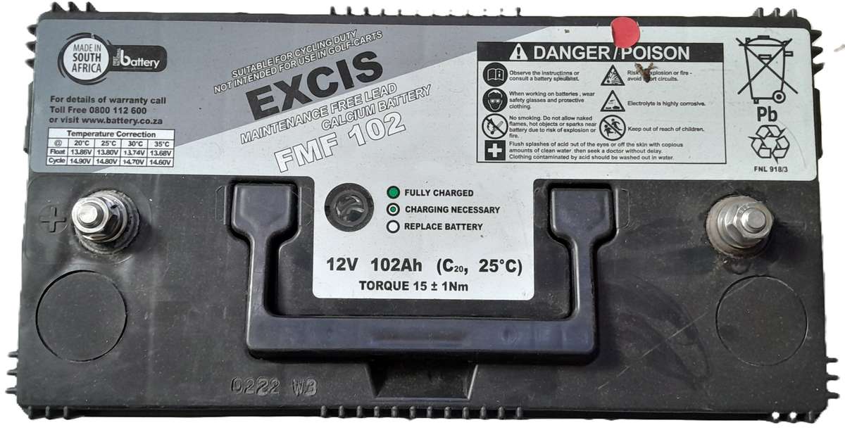 Excis FMF 102 12V lead-calcium deep-cycle battery 102 Ah.  Solar energy, backup power. Almost New.