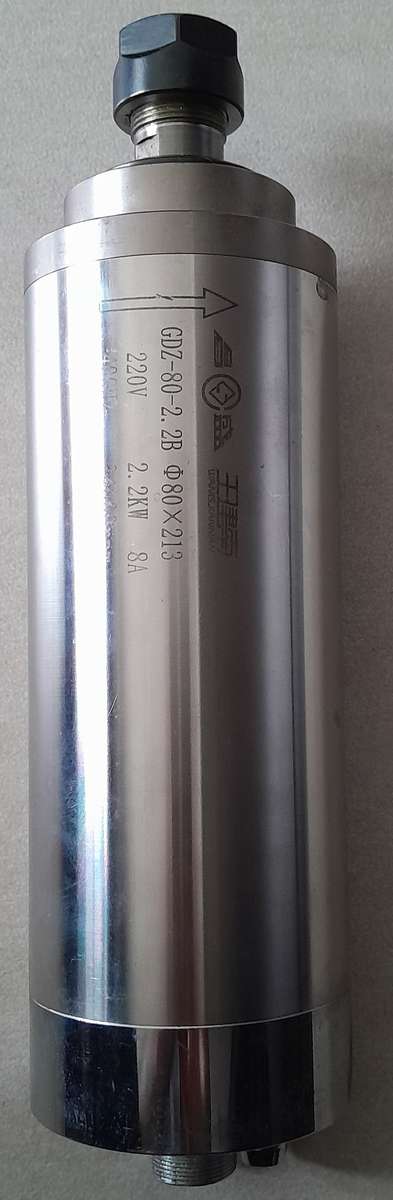 CNC router spindle, variable frequency drive (VFD), collets, clamp, pump and tubing