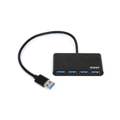 PORT - 4 PORT HUB - USB3.0 - PLUG AND PLAY - BLACK