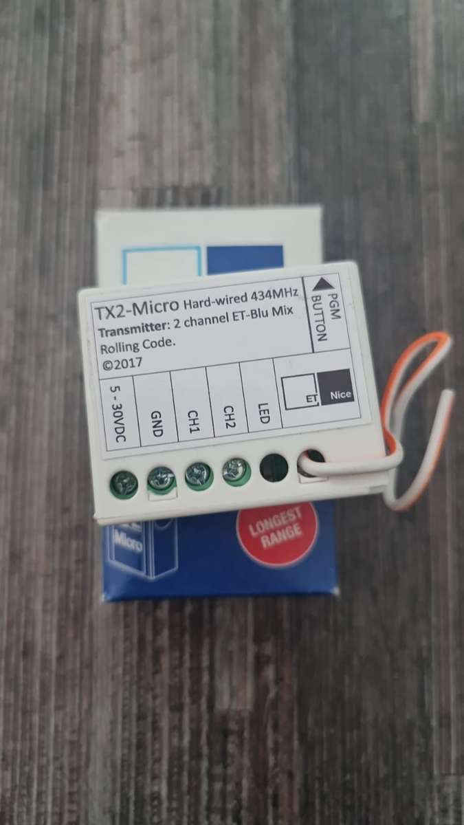 ET Nice TX2 Micro Blu Mix Rolling Code Fixed Transmitter 434MHz