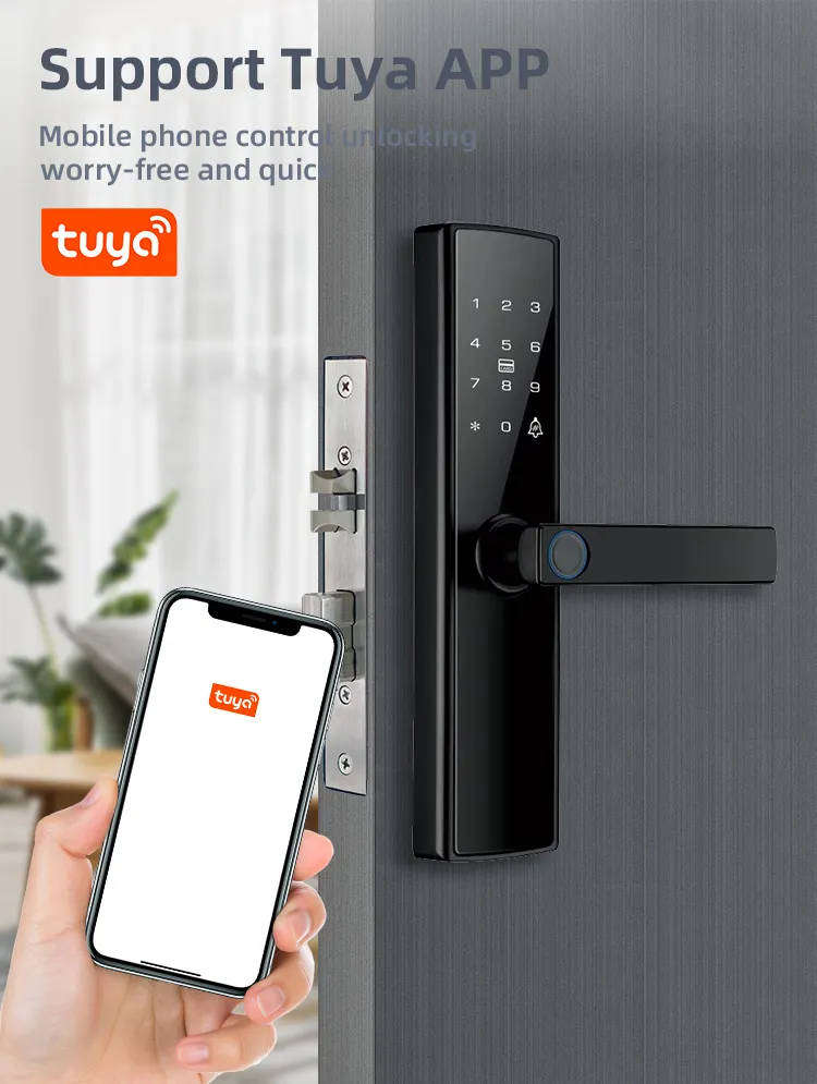 5-in-1 Keyless Entry Smart Door Lock with Fingerprint, Smart App Control, IC Card, and Mechanical Ke