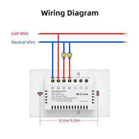 wifi smart dimmer switch 1 gang black