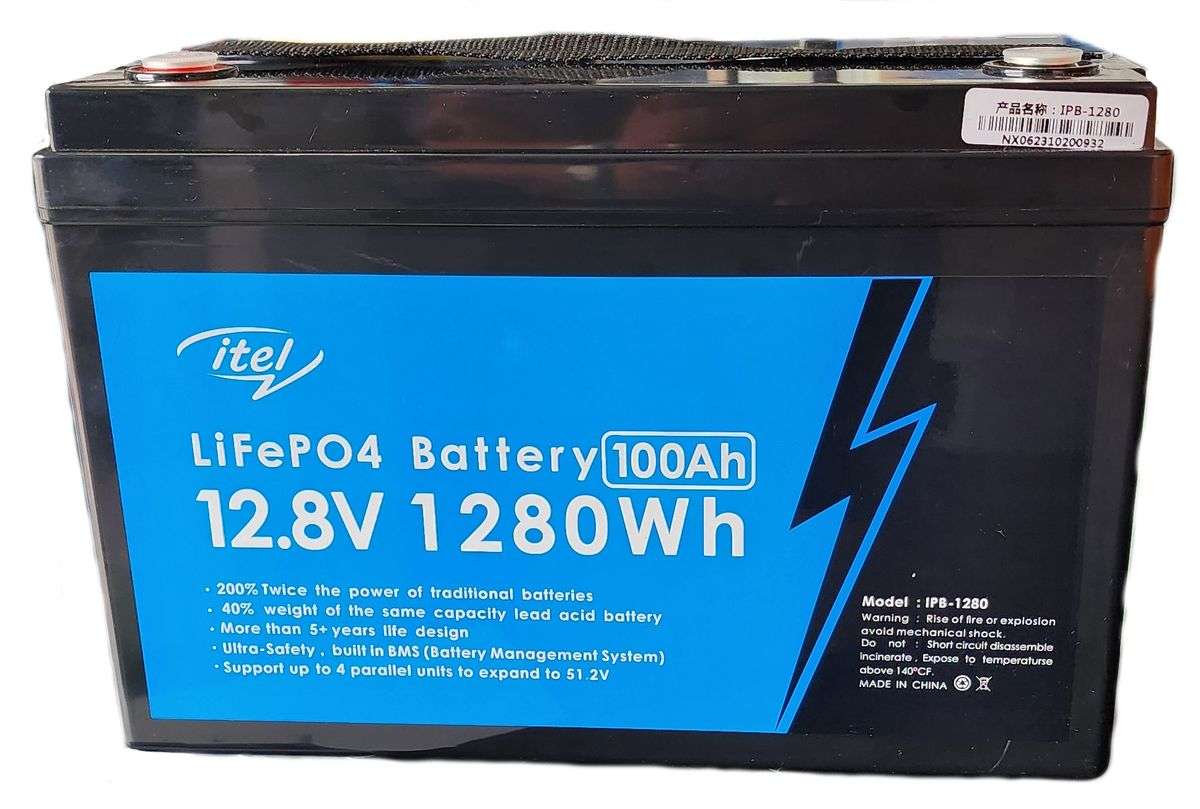 100AH 12.8V 1280WH Lithium Iron LiFePO4 Solar/UPS/Inverter Battery Itel